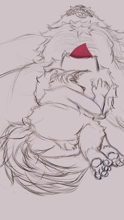 anthro balls duo genitals male male/male simple_animation simple_background simple_drawing size_difference sleeping sleeping_nude sleeping_together tired gabsgabriewe alex_gabriel_kwolf felid feline humanoid lynx mammal 9:16 animated sketch