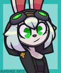 anthro eyewear female goggles solo bunshee_arts sneaky_bun_(niking) lagomorph leporid mammal rabbit 5:6 absurd_res hi_res