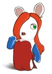 anthro clothed clothing female fur gloves hair handwear makeup simple_background solo white_background white_body gglloooopp disney raving_rabbids rayman_(series) ubisoft who_framed_roger_rabbit jessica_rabbit lagomorph leporid mammal rabbid crossover digital_media_(artwork)