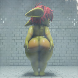 4_fingers amber_eyes bathing big_butt big_ears biped blurred_character blurred_foreground blush body_blush butt butt_blush ears_back fantasy female female_humanoid fingers floor green_body hair looking_at_viewer looking_back looking_back_at_viewer nude paladin pivoted_ears pointy_ears presenting presenting_hindquarters prick_ears pupils rear_view red_hair shortstack shower shower_room showering slightly_chubby slit_pupils solo standing steam thick_thighs tile tile_floor tile_wall wall_(structure) wet wide_hips palewdas_arts palewdasarts_(modeler) mina_(palewdasarts) goblin humanoid 1:1 3d_(artwork) digital_media_(artwork) full-length_portrait hi_res portrait