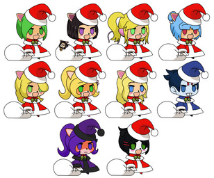 anthro black_hair blonde_hair blue_eyes blue_hair blush buckteeth christmas_clothing clothing female green_eyes green_hair group hair holidays open_mouth purple_eyes purple_hair purple_sclera red_eyes teeth unknown_artist activision christmas crash_bandicoot_(series) crash_team_racing_(series) crash_team_racing_nitro-fueled padoru ami_bandicoot coco_bandicoot evil_coco isabella_bandicoot liz_bandicoot megumi_bandicoot nina_cortex nitro_squad pasadena_o'possum tawna_bandicoot yaya_panda american_opossum bandicoot bear giant_panda human mammal marsupial virginia_opossum hi_res meme