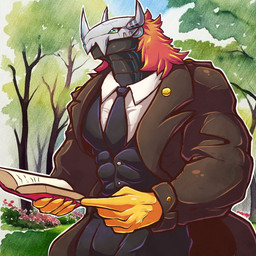 5_fingers abs anthro armor big_muscles biped blue_sky book claws clothed clothing day fingers flower green_eyes hair headgear helmet holding_object horn horned_helmet huge_muscles jacket lifeguard lifeguard_swimsuit male male_anthro muscular muscular_anthro muscular_arms muscular_male necktie orange_body outside park pecs plant raised_clothing raised_shirt raised_topwear red_hair shirt sky solo suit tight_clothing topwear tree white_claws dumblizard97 leafblade97 leafy97 bandai_namco digimon mythology digimon_(species) dragon mythological_creature mythological_scalie scalie wargreymon 1:1 2025 colored digital_drawing_(artwork) digital_media_(artwork) hi_res