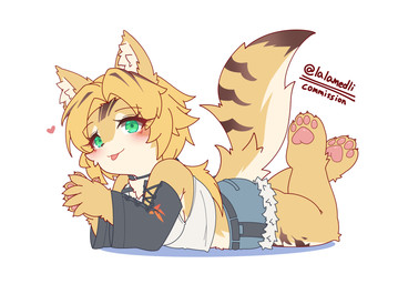 anthro blonde_hair breasts chibi clothed clothing eyebrows eyelashes female green_eyes hair solo yellow_body lalamedli mihoyo zenless_zone_zero pulchra_fellini domestic_cat felid feline felis mammal 2025 absurd_res digital_media_(artwork) hi_res