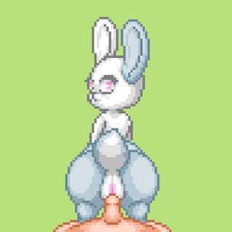 animated_gif big_butt big_ears biped blinking blue_body blue_fur bodily_fluids bouncing bouncing_butt breathing butt countershade_tail countershading cum cum_in_vagina cum_inside cumshot digitigrade duo ejaculation erection female female_penetrated first_person_view floppy_ears fur genital_fluids genitals green_background hind_legs humanoid_genitalia humanoid_penis humping interspecies looking_at_viewer looking_back looking_back_at_viewer lying male male/female male_penetrating male_penetrating_female male_pov multicolored_body multicolored_fur nude on_back orgasm particles penetration penile penile_penetration penis penis_in_vagina pink_eyes plump_labia pull_out raised_tail rear_view sex simple_background tail thick_thighs two_tone_body vaginal vaginal_penetration vulva white_body white_fur psychpsyo human lagomorph leporid mammal rabbit taur 1:1 2022 animated digital_media_(artwork) pixel_(artwork) pixel_animation shaded short_playtime