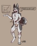 2024 4:5 animal_genitalia anthro balls biped black_nose blue_eyes blush brown_background canid canine canis chastity_cage chastity_cage_only chastity_device chastity_device_only curled_tail dialogue digital_media_(artwork) digitigrade domestic_dog english_text front_view full-length_portrait fur genitals hi_res holding_object husky line_graph looking_at_viewer male mammal multicolored_body multicolored_ears multicolored_fur nordic_sled_dog nude open_mouth portrait presentation redmok sheath simple_background solo song_(song) speech_bubble spitz standing tail text two_tone_body two_tone_ears two_tone_fur two_tone_tail