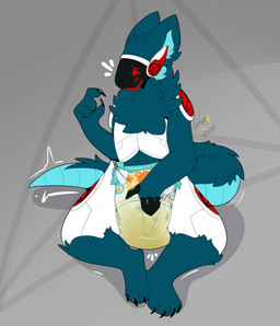 4_fingers 4_toes ambiguous_gender anthro black_claws black_finger_claws black_toe_claws blue_body blue_fur blue_inner_ear blue_inner_ear_fluff blue_tail blush blush_lines bodily_fluids claws clothed clothing diaper diaper_only diaper_squish feet finger_claws fingers fur genital_fluids grey_background hand_on_diaper inner_ear_fluff logo machine motion_lines multicolored_body narrowed_eyes open_mouth open_smile protogen_visor simple_background sitting smile solo sound_effects squish tail tail_motion toe_claws toes topless touching_diaper tryagains_(diaper) tuft unclean_diaper urine used_diaper wearing_diaper wet_diaper wetness_indicator white_body maynara pretend_again try_agains heinrich_(owlloverhoot) protogen 2026 artist_logo hi_res signature