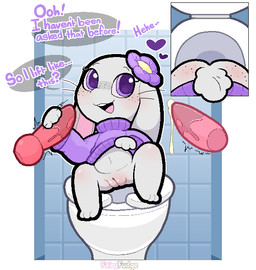 animal_genitalia animal_penis anthro biped blush bodily_fluids border butt canine_genitalia canine_penis clothed clothing clothing_lift cotton_tail cum cum_drip cum_on_penis dialogue disembodied_penis dripping erection eyelashes female flower_accessory freckled_butt freckled_face freckles genital_fluids genitals group handjob heart_symbol imminent_feces knot knotted_penis long_eyelashes male male/female motion_lines navel open_mouth open_smile penile penis presenting presenting_vulva purple_eyes sex shirt shirt_lift sitting sitting_on_toilet smile solo_focus speech_bubble sweater text tile tile_wall toilet topwear trio vulva wall_(structure) whiskers white_border young fairyfudge lantha lagomorph leporid mammal rabbit 2026 artist_name digital_media_(artwork) hi_res adult_(lore)