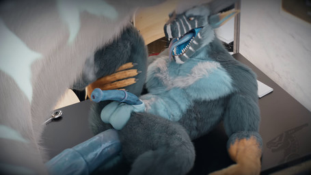 abdominal_bulge anal anal_penetration animal_genitalia animal_penis anthro anthro_on_feral balls bestiality big_bulge bulge equine_genitalia equine_penis erection feral feral_penetrating flaccid flaccid_while_penetrated flared_penis furniture genitals half-erect holding_leg holding_leg_up huge_bulge kitchen kitchen_utensils knot knotted_penis larger_male looking_pleasured lying male male/male on_back on_table open_mouth penetration penis semi-anthro sheath size_difference smaller_male table tools thatman arceronth_(modeler) tux_(thatman) felkin 16:9 animated blender_(artwork) blender_cycles_(artwork) digital_media_(artwork) hi_res loop no_sound short_playtime video widescreen