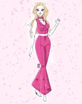 anthro blonde_hair blue_eyes clothing cowgirl_outfit female gesture hair lips looking_at_viewer navel pink_clothing smile solo tail thick_bottom_lip waving white_body araywo barbie_(doll) barbie_(film) mattel domestic_cat felid feline felis mammal hi_res