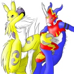 armor blue_scales canine claws digimon digitigrade dragon facial_markings female flamedramon fox fur gloves horn male markings neck_ruff plain_background reagan700 red_eyes renamon scalie white_background yellow_fur
Rating: Safe
Score: 2
User: Test-Subject_217601
Date: December 09, 2011