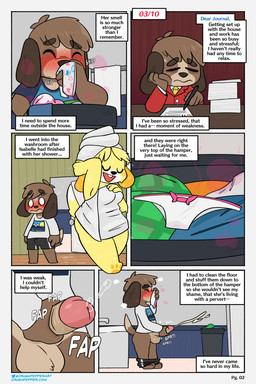 aroused bathroom blush boat bodily_fluids bottomwear bow_panties bow_underwear breasts brown_nose bulge clothing colored_edge_panties colored_edge_underwear cum cumshot duo ejaculation female fur genital_fluids genitals holding_clothing holding_object holding_panties holding_underwear humanoid_genitalia humanoid_penis incestuous_fantasy journal laundry laundry_basket male masturbation musk panties pattern_bottomwear pattern_clothing pattern_panties pattern_underwear paw_panties paw_pattern paw_pattern_panties paw_pattern_underwear paw_underwear penis precum scent shirt shorts sink sniffing sniffing_clothes sniffing_while_masturbating suit sweat text topwear towel towel_around_waist towel_on_head towel_only towel_wrap underwear underwear_sniffing vehicle watercraft wet wet_body wet_fur white_clothing white_panties white_underwear crushpepper animal_crossing nintendo digby_(animal_crossing) isabelle_(animal_crossing) canid canine canis domestic_dog mammal shih_tzu toy_dog 2:3 absurd_res comic english_text hi_res url brother_(lore) brother_and_sister_(lore) incest_(lore) sibling_(lore) sister_(lore) twincest_(lore) twins_(lore)