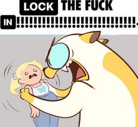 4_fingers angry anthro black_text blonde_hair blue_bottomwear blue_clothing blue_eyes blue_jeans blue_pants bottomwear buckteeth clothing denim denim_bottomwear denim_clothing duo female fingers fur grey_background hair jeans no_pupils on_model open_mouth pants ponytail shaking_another sharp_tooth shirt shocked simple_background tank_top teeth text topwear white_clothing white_shirt white_tank_top white_topwear yellow_body yellow_fur taytheamazing adventure_time cartoon_network fionna_and_cake fionna_and_cake_(franchise) cake_the_cat fionna_the_human domestic_cat felid feline felis human mammal english_description english_text meme