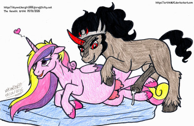 after_sex animal_genitalia animal_penis anthro bodily_fluids cum duo equine_genitalia equine_penis erection female genital_fluids genitals hair heart_symbol hooves horn infidelity leaking_cum male male/female mammaries messy_hair penis pregnant pregnant_female pregnant_sex raised_hoof satisfied_look sex simple_background smile swollen_udders teats wings artistnjc friendship_is_magic hasbro my_little_pony mythology king_sombra_(mlp) princess_cadance_(mlp) equid equine horse mammal mythological_creature mythological_equine pony unicorn winged_unicorn absurd_res colored_pencil_(artwork) hi_res signature traditional_media_(artwork)