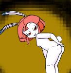 anthro breasts butt butt_slap female hair looking_back machine nipples nude red_eyes red_hair simple_background slap solo spanking tongue tongue_out young young_anthro shep samurai_pizza_cats princess_vi android lagomorph leporid mammal rabbit robot