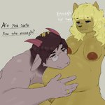 2_horns 5_fingers anthro anthro_on_anthro areola asking asking_another balls belly big_areola big_belly big_breasts big_butt blonde_hair blue_eyes bodily_fluids breasts brown_areola brown_balls brown_body brown_fur brown_hair brown_nipples brown_penis brown_tail butt dialogue digit_ring duo ears_down eyebrow_through_hair eyebrows eyes_closed eyewear eyewear_only femboy fingers flaccid foreskin fur genitals glasses glasses_only glistening glistening_areola glistening_belly glistening_body glistening_breasts glistening_butt glistening_genitalia glistening_hair glistening_nipples glistening_penis glistening_thighs gold_ring grey_background grey_body grey_fur gynomorph gynomorph/male hair half-closed_eyes hand_on_another's_belly hand_on_arm hand_on_belly hand_on_head head_on_belly holding_another holding_belly holding_partner horn huge_belly huge_thighs humanoid_genitalia intersex intersex/male jewelry long_hair male medium_hair multicolored_body multicolored_fur muscular muscular_anthro muscular_male narrowed_eyes navel nipples nude outline penis pivoted_ears pregnant pregnant_anthro pregnant_male red_eyes red_horn ring round_glasses simple_background small_balls small_penis smile tail talking_to_another talking_to_partner tan_hair text thick_thighs translucent translucent_hair two_tone_body two_tone_fur underline wearing_glasses wedding_ring white_outline white_sclera neeno neeno_(character) zeph_(imaaahorny) bovid caprine domestic_cat felid feline felis goat mammal 1:1 colored digital_drawing_(artwork) digital_media_(artwork) english_text hi_res shaded male_(lore)