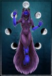 ankle_cuffs anthro black_eyes breasts claws collar cuff_(restraint) digitigrade fangs female horn leather leather_cuffs looking_at_viewer moon multi_nipple nipples restraints solo teeth wrist_cuffs runicnature chatin_naidoo demon mammal mephitid skunk hi_res