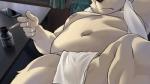 anthro asian_clothing bed belly cellphone cigarette clothing east_asian_clothing electronics fundoshi fur furniture inside japanese_clothing lying male moobs navel nipples on_back overweight overweight_anthro overweight_male phone smartphone solo underwear white_body white_fur oaks16 lifewonders tokyo_afterschool_summoners leib_(tas) bear mammal polar_bear ursine 2019 2d_animation alternate_version_at_source animated low_res motion_tweening short_playtime