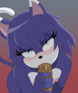 anthro blue_eyes blush bodily_fluids breasts duo faceless_character faceless_male fellatio female first_person_view genitals half-closed_eyes male male/female narrowed_eyes nude nude_anthro nude_female oral penile penis saliva saliva_on_penis sex vein veiny_penis sega sonic_the_hedgehog_(series) fan_character snooty_the_cat domestic_cat felid feline felis human mammal absurd_res hi_res