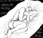 2020 5_toes anthro barefoot bed black_and_white boxers_(clothing) canid canine canis clothing comic daniel_(hladilnik) english_text eyes_closed feet furniture hi_res hladilnik male mammal monochrome on_bed pillow pillow_hug sketch sleeping solo text toes underwear wolf
