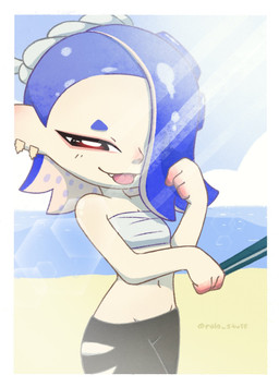 beach clothed clothing cloud day female midriff outside sand sea seaside sky solo sun tongue tongue_out water rolo_stuff nintendo splatoon shiver_(splatoon) animal_humanoid aquatic aquatic_humanoid cephalopod cephalopod_humanoid humanoid inkling mollusk mollusk_humanoid 2022 digital_media_(artwork) hi_res