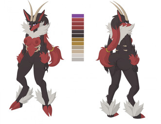 2_horns 5_fingers anthro areola big_butt biped black_body black_claws black_eyebrows black_fur black_hair black_nose black_tail breasts brown_hair_tie butt claws closed_smile cloven_hooves color_swatch ear_tuft eyebrows eyelashes female female_anthro fingers fluffy fluffy_tail fur genitals grey_background hair hooves horn humanoid_genitalia humanoid_vulva long_ears long_hair long_horn looking_at_viewer looking_back looking_back_at_viewer medium_breasts mismatched_genitalia mismatched_humanoid_vulva mismatched_vulva mouth_closed multicolored_body multicolored_fur multicolored_hair navel neck_tuft nipples no_pupils nude nude_anthro nude_female palmorph purple_eyes rectangle red_areola red_body red_fur red_hair red_hooves red_inner_ear red_nipples simple_background smile smiling_at_viewer solo standing tail tan_horn tuft two_tone_hair vulva white_background white_body white_fur elcastorblanco palworld pocketpair cinnamon_(mr.opossum) fan_character incineram pal_(species) 2024 cel_shading colored digital_drawing_(artwork) digital_media_(artwork) hi_res model_sheet shaded