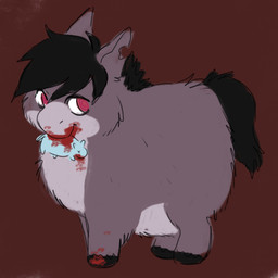 abuse ambiguous_feral ambiguous_gender black_hair black_hooves black_tail blood blood_on_mouth blue_body bodily_fluids cannibalism child_abuse corpse countershade_fur countershading death duo feral fur gore grey_body grey_fur hair hard_vore hooves mouth_hold notched_ear quadruped red_background red_eyes simple_background spiral spiral_pupils standing tail vore x_eyes young young_ambiguous young_feral cyanideskettis fluffy_pony fluffy_pony_(species) mammal 1:1 2026 digital_media_(artwork) english_description hi_res