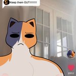 anthro comment fur male multicolored_body multicolored_fur nipples shirtless_male solo text worried_look bungrrac1d cover_them_up_slut epic_games fortnite tiktok meowscles calico_cat domestic_cat felid feline felis mammal 1:1 hi_res