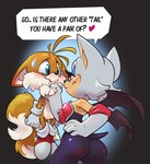 age_difference anthro big_butt blush bulge butt camel_toe clothed clothing duo female fingers flirting fluffy heart_after_text heart_symbol holding_partner lifting_partner male male/female nervous older_female propositioning younger_male ayemev sega sonic_the_hedgehog_(series) miles_prower rouge_the_bat bat canid canine fox mammal 2025 digital_media_(artwork)