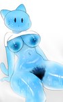 anthro areola belly big_areola big_breasts big_pubes black_pubes blue_body blue_nipples bodily_fluids bottomless bottomless_anthro bottomless_female breasts clothed clothing curvy_figure excessive_sweat exposed_breasts female genitals huge_hips huge_thighs navel nipples noseless pubes puffy_nipples pussy raised_clothing raised_shirt raised_topwear shirt sitting solo sweat sweaty_belly sweaty_body sweaty_breasts sweaty_face sweaty_genitalia sweaty_legs sweaty_pussy sweaty_thighs thick_thighs topwear wide_hips ikiki cartoon_network the_amazing_world_of_gumball nicole_watterson domestic_cat felid feline felis mammal 2024 hi_res