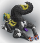 anthro anus backsack balls butt claws collar collar_only erection feet genitals hindpaw male nude paws penis presenting presenting_hindquarters raised_tail solo spread_legs spreading tail forceswerwolf remmecks mammal mephitid skunk