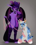 anthro bodily_fluids breasts butt cheeky collar cum dominant dominant_female duo female female_anthro femboy genital_fluids horn leash leash_pull leashed_collar leashed_male male male/female male_anthro nude precum submissive submissive_anthro submissive_male xadust_artist xadust dusty_(xadust) felid feline hybrid leopard mammal pantherine snow_leopard 4:5 absurd_res hi_res