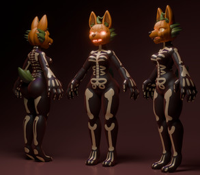 biped butt female food for_a_head fruit holidays plant pumpkin pumpkin_head solo zhenash halloween canid canine canis domestic_dog mammal object_head 3d_(artwork) blender_(artwork) digital_media_(artwork) hi_res