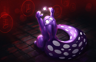 ears_back feral hole_(anatomy) mark_of_communication pivoted_ears purple_body solo tail white_eyes apelairplane rain_world videocult spearmaster_(rain_world) slugcat 2025 absurd_res digital_drawing_(artwork) digital_media_(artwork) hi_res female_(lore)