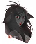 black_ears black_hair dark_body dark_skin female hair lips long_hair red_eyes red_lips solo the_blackrose licheart animal_humanoid canid canid_humanoid canine canine_humanoid fox_humanoid humanoid mammal mammal_humanoid