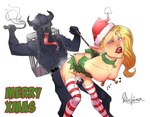 arms_tied bell black_body black_fur blonde_hair bodily_fluids bound christmas_clothing christmas_headwear clothed clothed/nude clothed_female clothing collar cum cum_in_pussy cum_inside cum_splatter dominant dominant_male duo female female_penetrated from_behind_position fucked_silly fur genital_fluids hair hat headgear headwear holidays horn humanoid_on_humanoid humanoid_penetrated humanoid_penetrating humanoid_penetrating_humanoid jingle_bell legwear lipstick long_tongue makeup male male/female male_penetrating male_penetrating_female nipple_piercing nipples nude penetration penile penile_penetration penis_in_pussy piercing rope rope_pull santa_hat sex standing standing_sex stockings submissive submissive_female text thigh_highs tongue tongue_out vaginal vaginal_penetration whip disclaimer christmas krampus animal_humanoid bovid bovid_humanoid caprine caprine_demon caprine_humanoid demon demon_humanoid elf humanoid mammal mammal_humanoid 2018