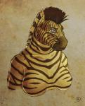 anthro big_breasts blue_eyes breasts female hair mohawk simple_background smile solo stripes dukebarbatos equid equine mammal plains_zebra quagga recently_extinct_species zebra 2015 bust_portrait colored portrait sketch