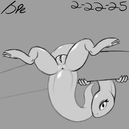 3_fingers 3_toes anthro anus big_tail claws clitoris digitigrade erect_clitoris eyelashes feet female female_anthro finger_claws fingers flexible genitals grey_background humanoid_genitalia humanoid_vulva inner_labia long_neck long_tail looking_at_viewer nude nude_anthro nude_female plump_labia rear_view simple_background snout solo spread_legs spreading tail tail_dimple tapering_tail thick_tail thick_thighs toe_claws toes triangle_anus vulva spe scalie 1:1 2025 dated digital_drawing_(artwork) digital_media_(artwork) greyscale hi_res monochrome procreate_(artwork) signature sketch