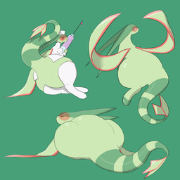 ambiguous_gender antennae_(anatomy) big_butt blush blush_lines bodily_fluids boots bottomless butt closed_frown clothed clothed_ambiguous clothed_feral clothing eyes_closed featureless_crotch featureless_feet feet feral flying footwear frown green_background green_body hat headgear headwear legwear long_tail looking_back lying mouth_closed nurse_clothing nurse_hat nurse_headwear nurse_uniform on_side rear_view shoes simple_background sitting solo sweat sweatdrop syringe tail thick_tail thigh_boots thigh_highs uniform white_clothing white_legwear white_thigh_boots white_thigh_highs wide_hips wings urashimaxxx nintendo pokemon flygon generation_3_pokemon pokemon_(species) 1:1 2026 absurd_res hi_res