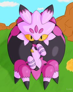 antennae_(anatomy) arthropod_abdomen black_body blush cloud dirt female feral finger_to_mouth front_view frontal_taur_genitals frontal_taur_vulva fur genitals grass inviting inviting_to_sex inviting_viewer looking_at_viewer multicolored_body multicolored_fur neck_tuft outside pink_body pink_fur plant presenting presenting_vulva pupils quadruped rock sky slit_pupils solo spread_vulva spreading standing taur_pred tuft vulva yellow_eyes yellow_sclera crytonic palworld pocketpair arachnid arachnid_taur arthropod arthropod_taur pal_(species) spider spider_taur tarantriss taur 4:5 absurd_res hi_res