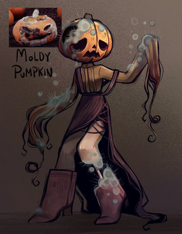 bottomwear clothing female food for_a_head frown fruit jack-o'-lantern mold_(fungus) not_furry plant pumpkin pumpkin_head skirt solo topwear feefal elemental_creature elemental_humanoid flora_fauna humanoid object_head plant_humanoid hi_res