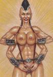 4_arms abs armor breasts butt female genitals hair mostly_nude multi_arm multi_limb navel nipples not_furry presenting presenting_pussy pussy smile solo spikes spread_pussy spreading squeezing standing vambrace edithemad mortal_kombat sheeva draco_shokan humanoid monster shokan