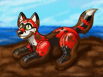 beach dirty inflatable inflatable_toy inflation male mud mud_covered muddy pool_toy solo randallfoxcoon randall(randallfoxcoon) animate_inanimate canid canine fox hybrid living_inflatable mammal procyonid raccoon 4:3 absurd_res hi_res
