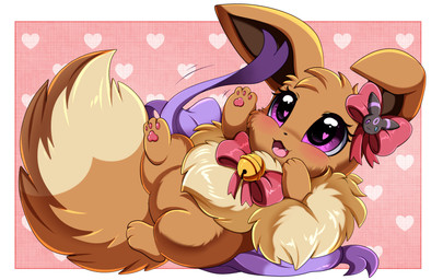 accessory alternative_fashion bell bell_accessory bell_bow bow_(feature) bow_accessory bow_ribbon bow_tie brown_body brown_fur decorated_bow featureless_crotch female feral fur furgonomics glistening glistening_eyes hair_accessory hair_bow hair_ribbon heart_background heart_catchlight heart_eyes heart_pattern heart_symbol j-fashion nude open_mouth open_smile pattern_background playful purple_eyes ribbons simple_background smile snaggle_tooth solo tail tail_accessory tail_bow tail_ribbon pridark nintendo pokemon fan_character gracie_(sweetcupcake) eevee generation_1_pokemon pokemon_(species) absurd_res hi_res