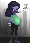 barefoot beak belly big_belly black_legging clothing eyeshadow feet female hair makeup ponytail pregnant shirt solo standing topwear disney ducktales ducktales_(2017) violet_sabrewing apodiform avian bird hummingbird hi_res