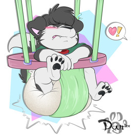 anthro baby_bouncer big_diaper diaper feces full_diaper huge_diaper male neonate pooping soiled_diaper soiling soiling_diaper solo unclean_diaper used_diaper using_diaper young artistakita kc_(d) border_collie canid canine canis collie domestic_dog herding_dog mammal pastoral_dog sheepdog hi_res