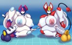 areola big_breasts breasts disembodied_penis duo_focus female female_penetrated genitals group huge_breasts humanoid_genitalia humanoid_penis machine male nipples penetration penis pussy spread_legs spreading thick_thighs vaginal vaginal_penetration ber00 medabots brass_(medabots) peppercat_(medabots) medabots_(models) peppercat robot 16:10 absurd_res hi_res widescreen