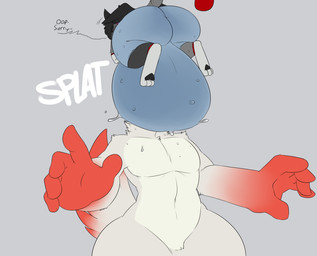 anthro balls barefoot big_balls big_bulge bottomwear bulge bulge_in_face butt clothing dialogue duo featureless_crotch feet flying fur genitals grey_body grey_fur huge_balls huge_bulge hyper hyper_balls hyper_genitalia male male/male nude pants pawpads red_hands tail text robertge jason_markova domestic_cat felid feline felis mammal 2025 digital_media_(artwork) english_text trans_(lore)