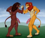 abs animal_genitalia anthro balls big_penis duo feet genitals grass hair half-erect humanoid_genitalia humanoid_penis male male/male mane muscular muscular_anthro muscular_male nude outside pecs penis plant smile standing tail toes vein veiny_penis rahir disney the_lion_king kovu_(the_lion_king) simba_(the_lion_king) felid lion mammal pantherine 6:5 absurd_res digital_media_(artwork) hi_res