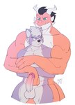 anthro balls black_hair curved_horn duo erection fangs fur genitals glans grey_body grey_fur grey_hair hair half-closed_eyes horn hug hugging_another hugging_from_behind humanoid_genitalia humanoid_penis male multicolored_body multicolored_fur muscle_tone muscular muscular_anthro muscular_male narrowed_eyes nude orange_body orange_scales pecs penis purple_body purple_fur scales simple_background smile smirk smug smug_face smug_grin teeth two_tone_body two_tone_fur white_background white_body white_scales naughtyjester mythology canid canine canis dragon mammal mythological_creature mythological_scalie scalie wingless_dragon wolf hi_res