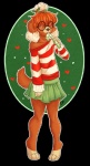 anthro bottomwear clothed clothing eyewear femboy fully_clothed glasses holidays holly_(plant) male miniskirt pigeon_toed plant skirt solo cactuspup maly_paczek canid canine canis domestic_dog mammal alpha_channel